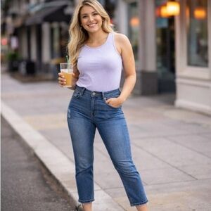 Women's High Waisted Skinny Ankle Jeans‎ Blue Denim 5-Pocket Size 8 Slim Fit